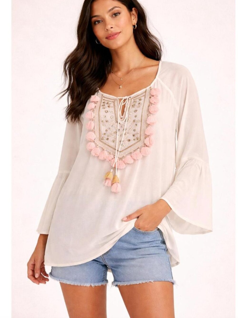 Lilly Pulitzer Shandy Tunic Blouse White and Pink XXS